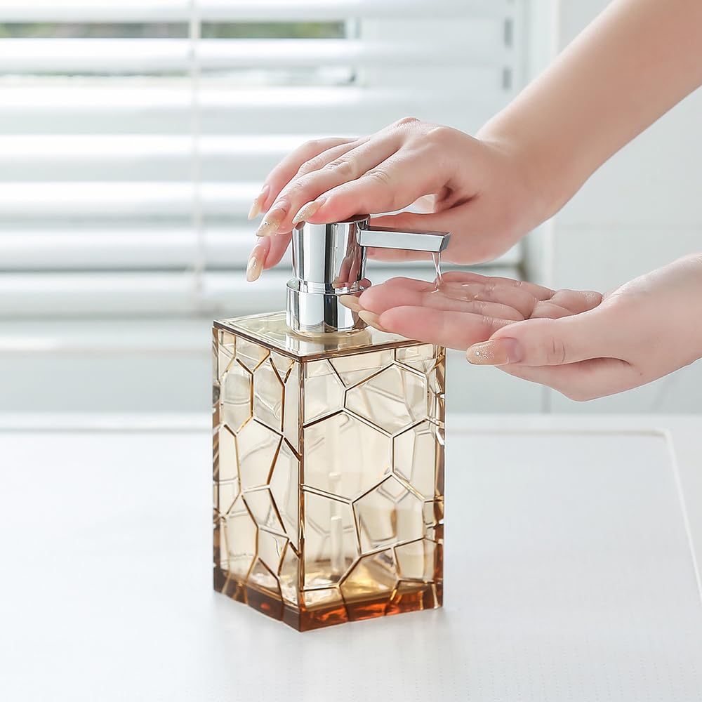 Clear Acrylic Bathroom Accessories Set - Rust-Free, Transparent Design - Includes Soap Dispenser, Toothbrush Holder, Cup, Soap D